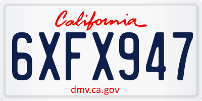 CA license plate 6XFX947