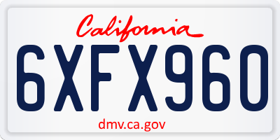 CA license plate 6XFX960
