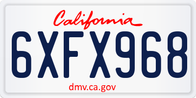 CA license plate 6XFX968