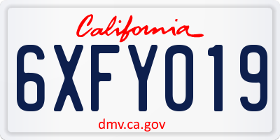 CA license plate 6XFY019