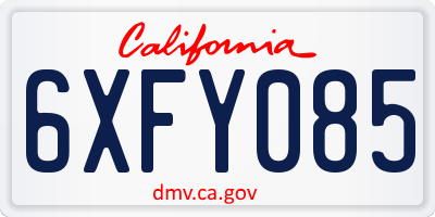 CA license plate 6XFY085