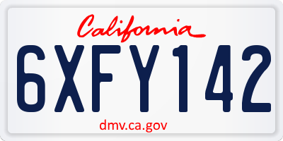 CA license plate 6XFY142