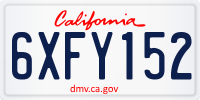 CA license plate 6XFY152