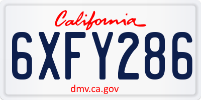 CA license plate 6XFY286