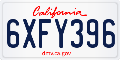 CA license plate 6XFY396