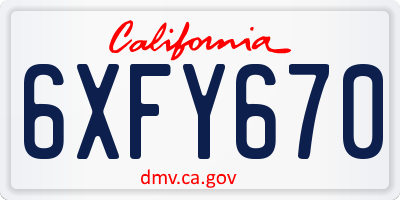 CA license plate 6XFY670