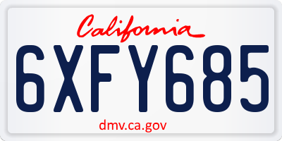 CA license plate 6XFY685