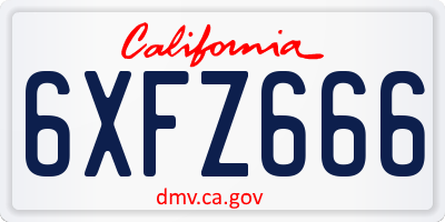 CA license plate 6XFZ666