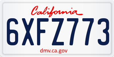 CA license plate 6XFZ773