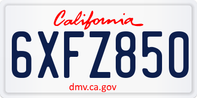 CA license plate 6XFZ850