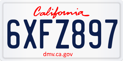 CA license plate 6XFZ897