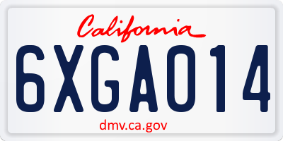 CA license plate 6XGA014