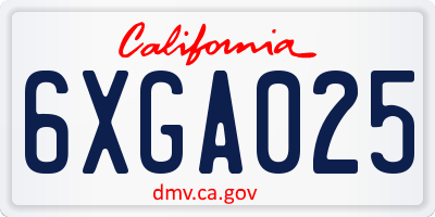 CA license plate 6XGA025