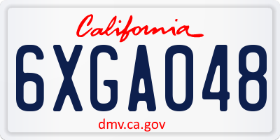 CA license plate 6XGA048