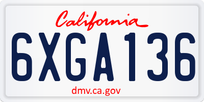 CA license plate 6XGA136