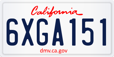 CA license plate 6XGA151