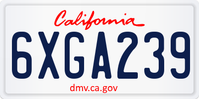 CA license plate 6XGA239