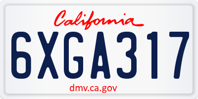 CA license plate 6XGA317