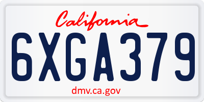 CA license plate 6XGA379