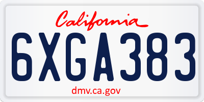 CA license plate 6XGA383