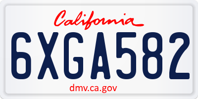 CA license plate 6XGA582