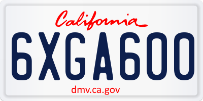 CA license plate 6XGA600
