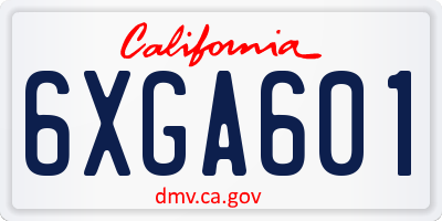 CA license plate 6XGA601