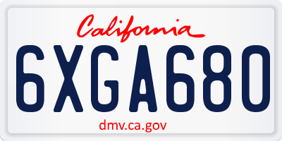 CA license plate 6XGA680