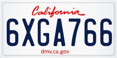 CA license plate 6XGA766