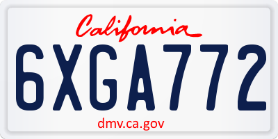 CA license plate 6XGA772
