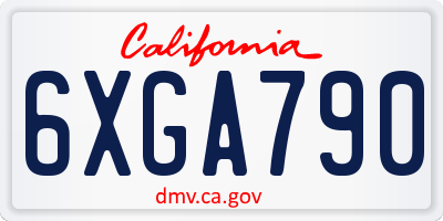 CA license plate 6XGA790
