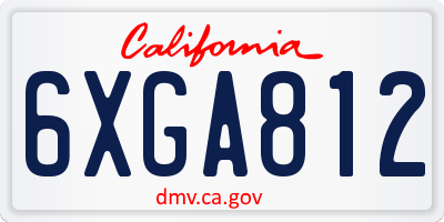 CA license plate 6XGA812
