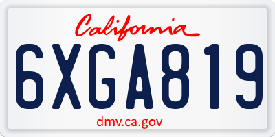 CA license plate 6XGA819