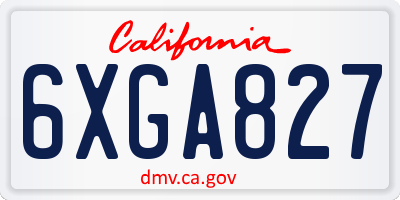 CA license plate 6XGA827