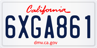 CA license plate 6XGA861