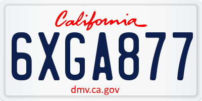CA license plate 6XGA877