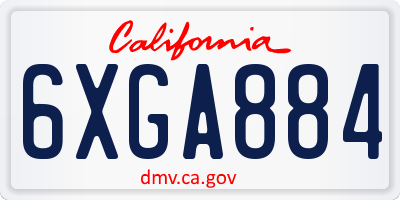 CA license plate 6XGA884