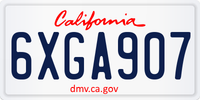 CA license plate 6XGA907