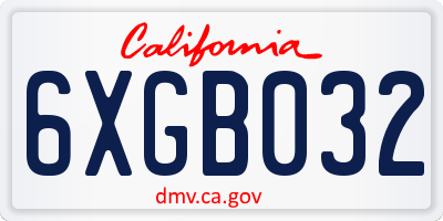 CA license plate 6XGB032