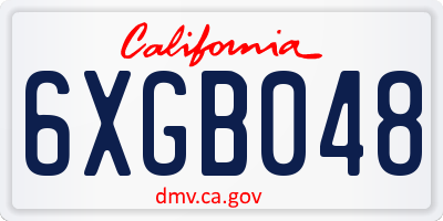 CA license plate 6XGB048