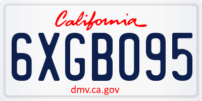 CA license plate 6XGB095