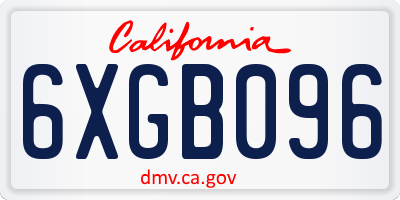 CA license plate 6XGB096