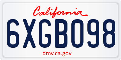 CA license plate 6XGB098