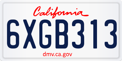 CA license plate 6XGB313