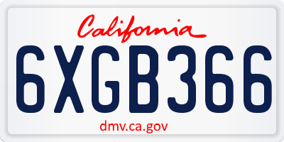 CA license plate 6XGB366