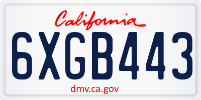 CA license plate 6XGB443
