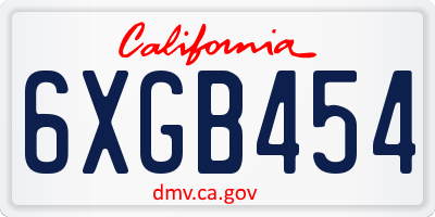 CA license plate 6XGB454