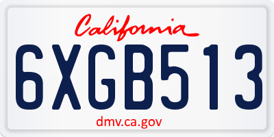 CA license plate 6XGB513