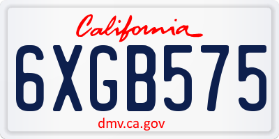 CA license plate 6XGB575