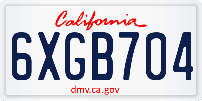 CA license plate 6XGB704